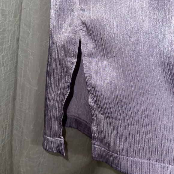 Jason Wu L & XL Lavender Button Front Short Sleeve Top Pants Crinkle Satin PJ - Picture 16 of 16